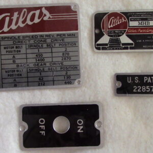 Atlas Milling Machine Label Set
